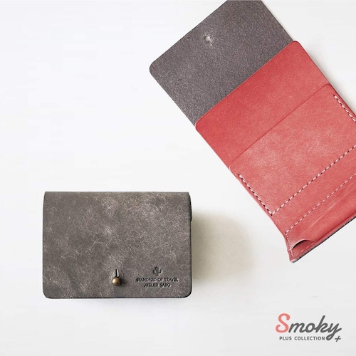 【限定色】お札を折らない ミニ財布【グレー×優しめピンク】Smoky+（在庫あり）