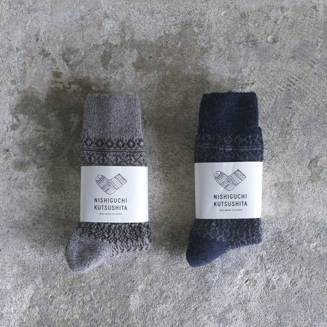 NISHIGUCHI KUTSUSHITA　西口靴下　ウールジャガードソックス M / WOOL JACQUARD SOCKS M【メンズ】