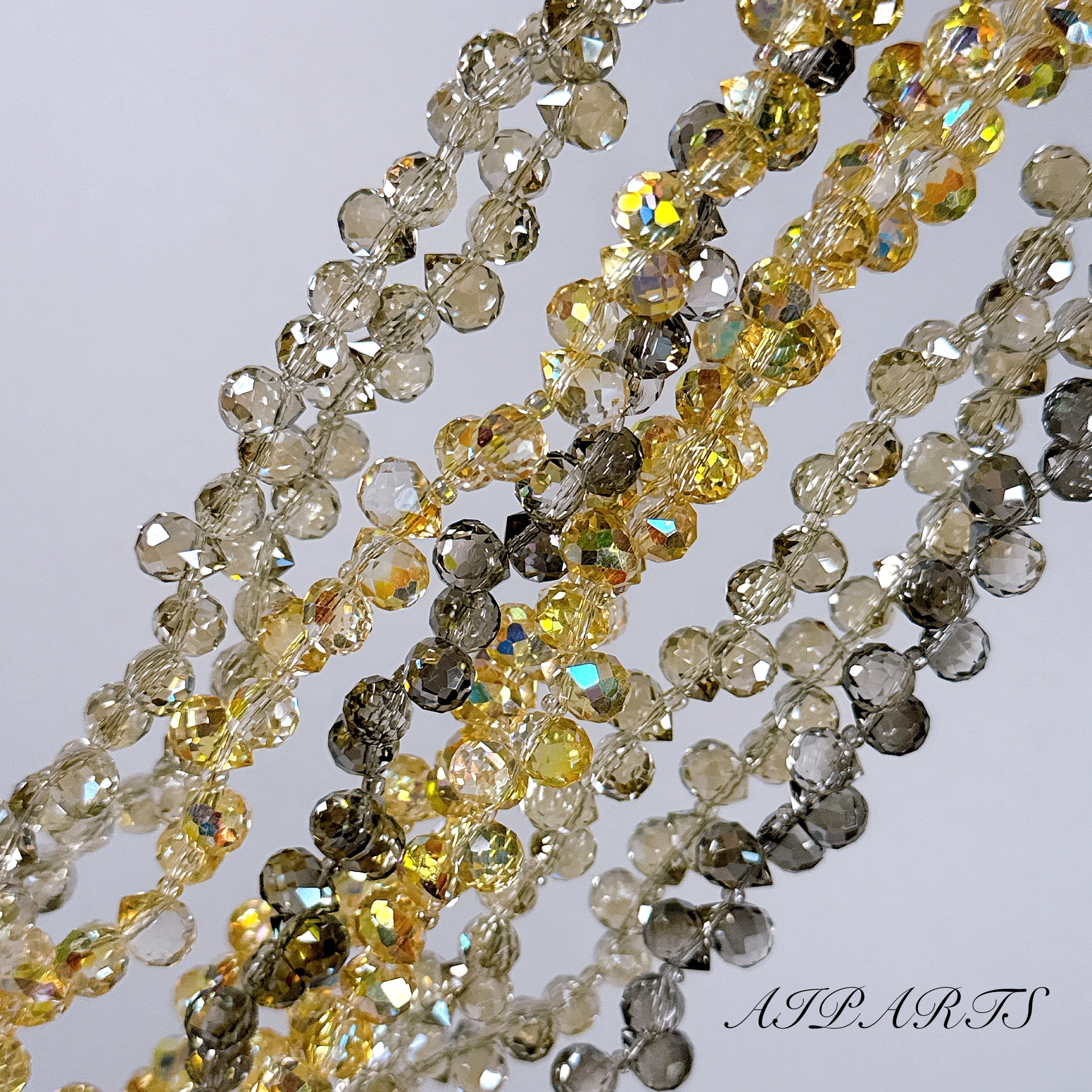 ガラスビーズ 連材 高品質 高級 しずく型 雫 ティアドロップ 多面