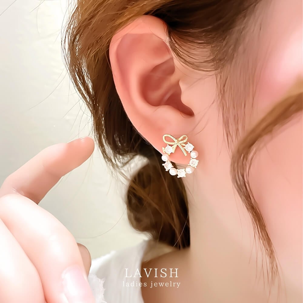 リボンモチーフ ピアス | 両耳セット レディース