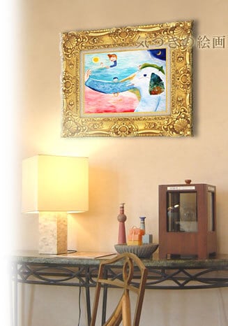 世界は手の中に 直筆油彩原画 額縁入り 12号サイズ | エンジェル