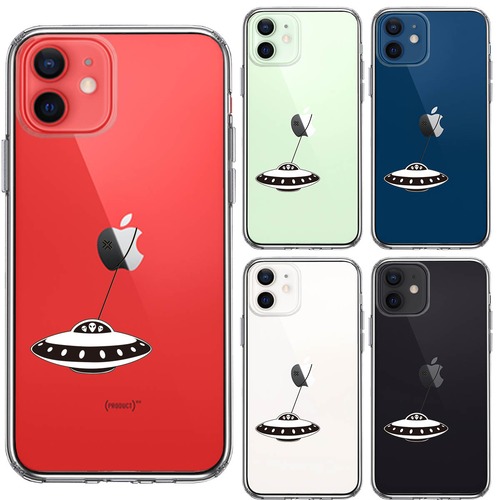 iPhone12/12Pro/12mini 側面ソフト 背面ハード ハイブリッド クリア ケース UFO 略奪