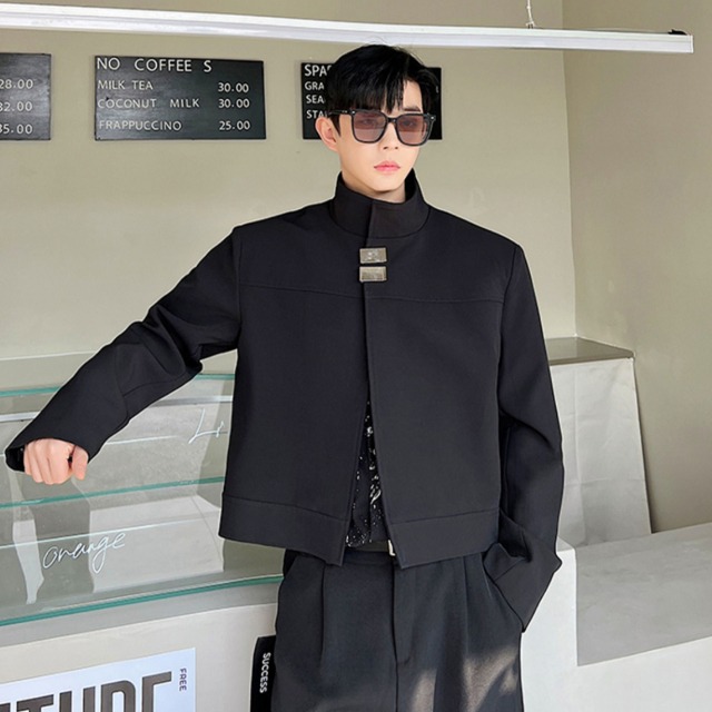予約販売】ジャケット アウター ホワイト ブラック ステンカラー 