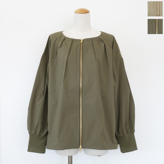 siro de labonte (シロ) ジャケット ノーカラー タック ジップアップ 袖口リブ R613308