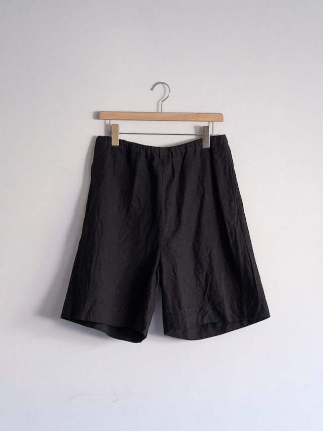 UNDECORATED 　Linen Cotton Short Pants　BLACK　UDS24401
