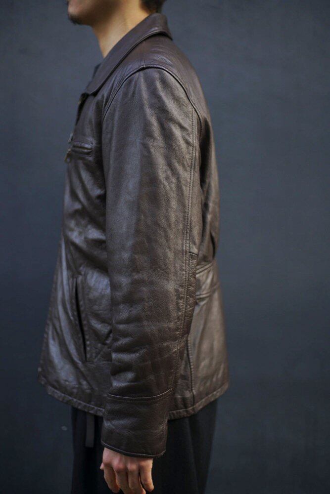 ST.JOHNS BAY] Single Zip-up Leather Jacket [1990s] Vintage Single