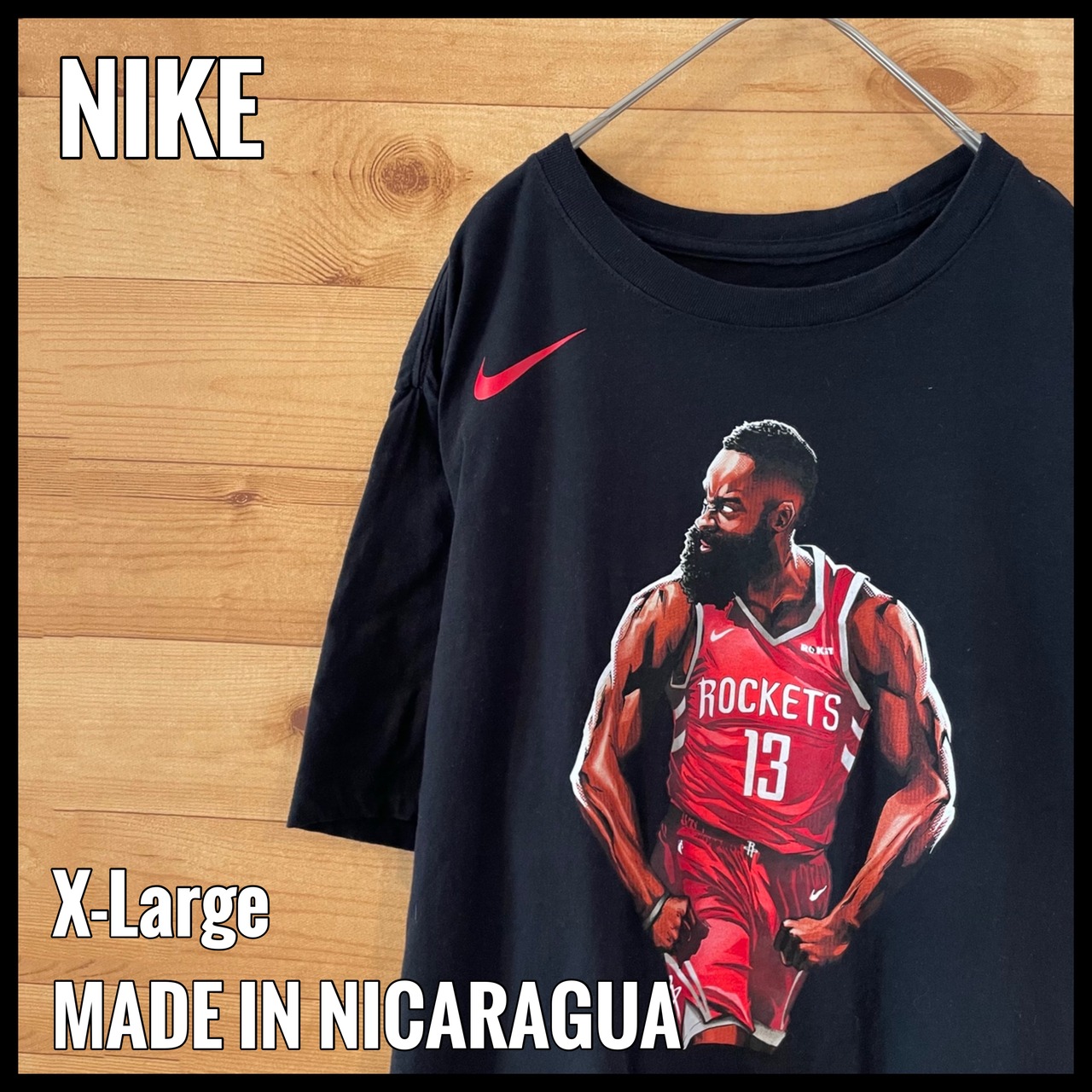 【NIKE】NBA Houston Rockets Tシャツ バスケ イラスト ロケッツ XL ビッグサイズ ナイキ スウッシュ us古着 アメリカ古着