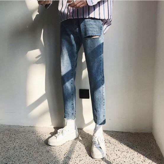 ダメージ クラッシュ ジーンズ デニムパンツ クール ストリート