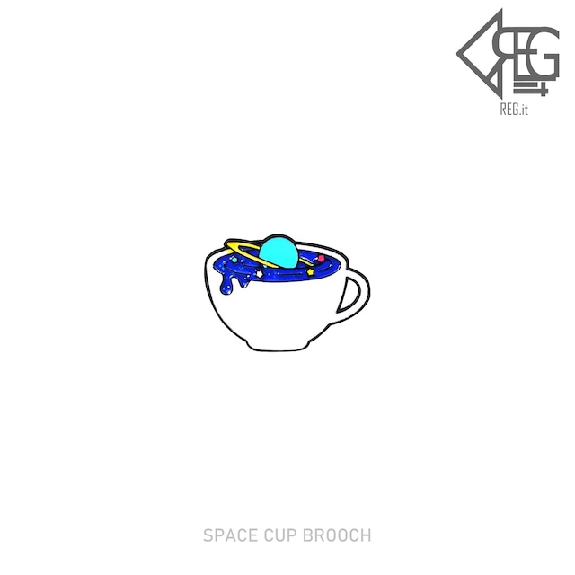 【即納】SPACE CUP BROOCH 韓国ファッション ピンズ ピンバッジ アクセサリー ユニークピンバッジ かわいいピンバッジ 個性的なピンバッジ