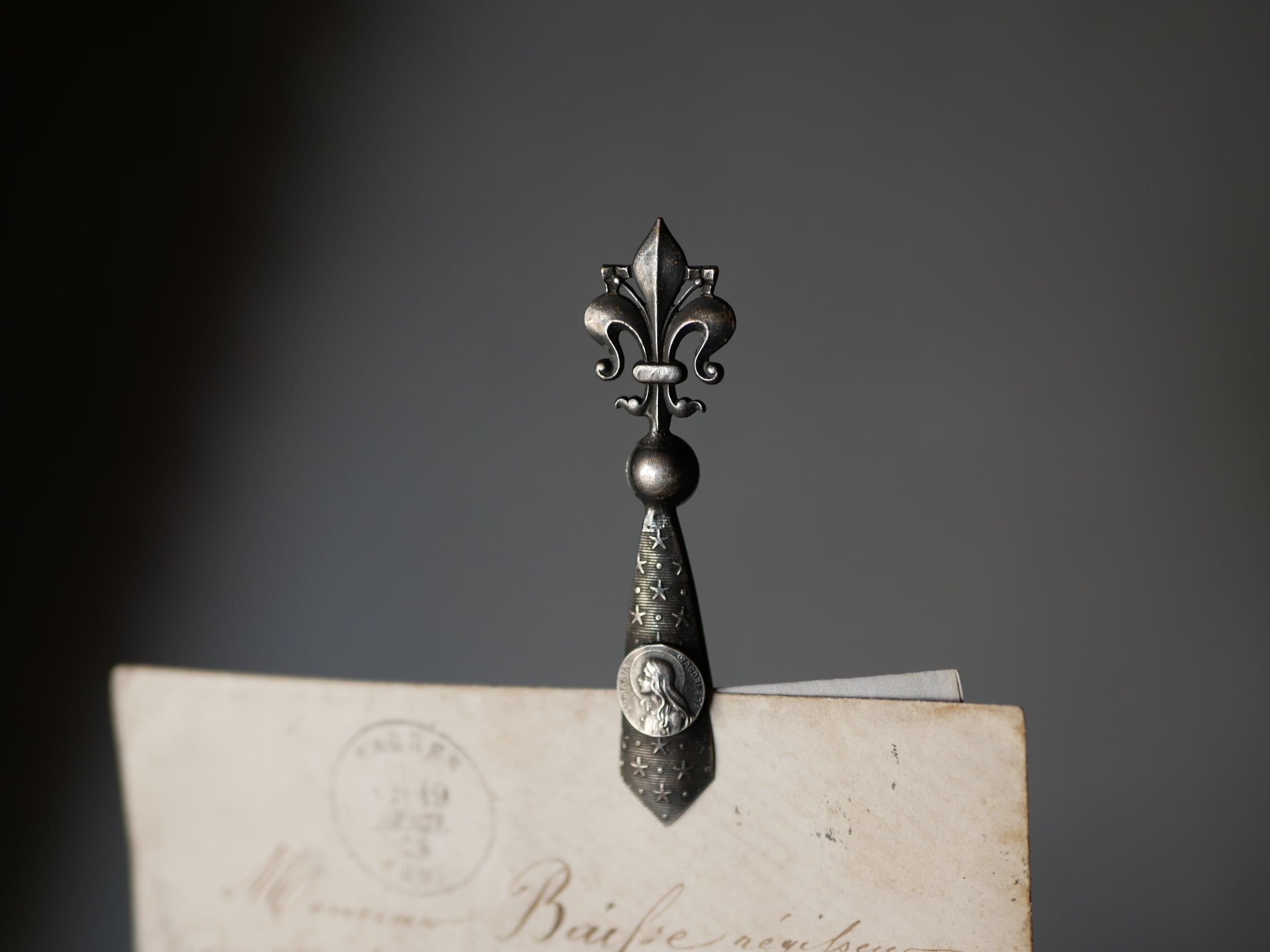 フランスアンティーク レターオープナー ヤドリギ シルバープレート 宿木