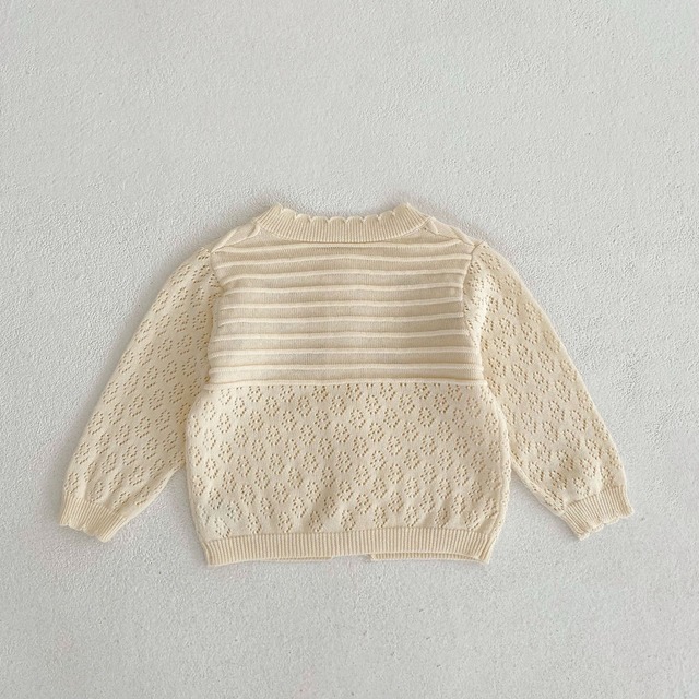 【BABY】フラワー刺繍透かし編みニットカーディガン - 14