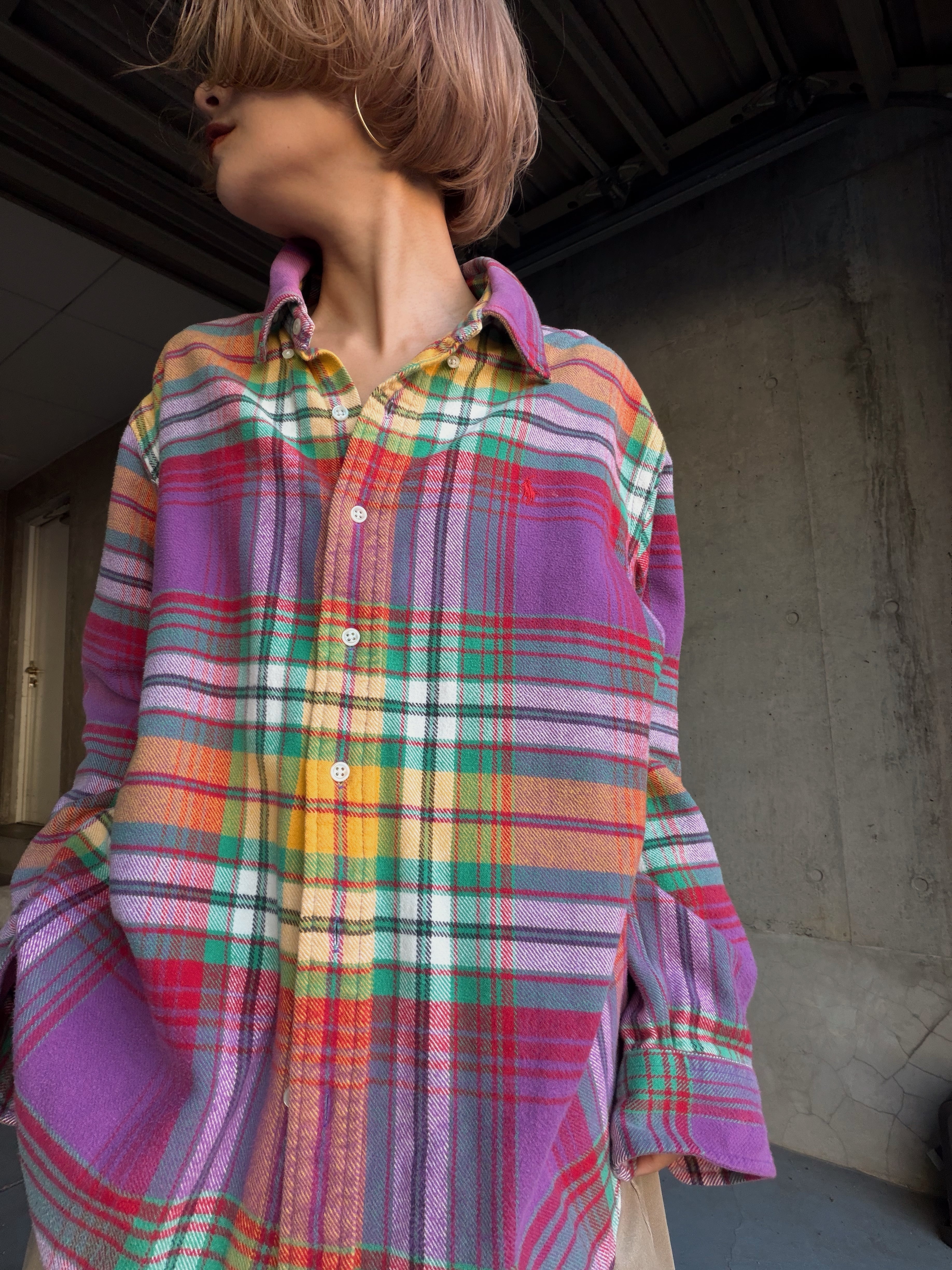 (SH1295)Ralph Lauren cotton check BD shirt