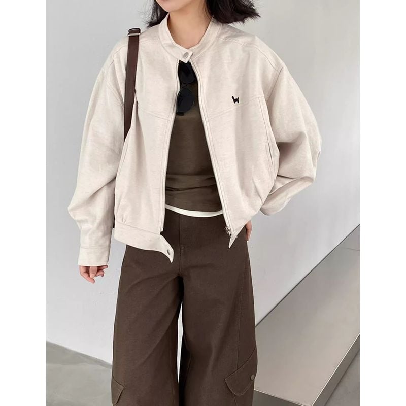 スタンドカラーワンポイント刺繍ブルゾン 202199