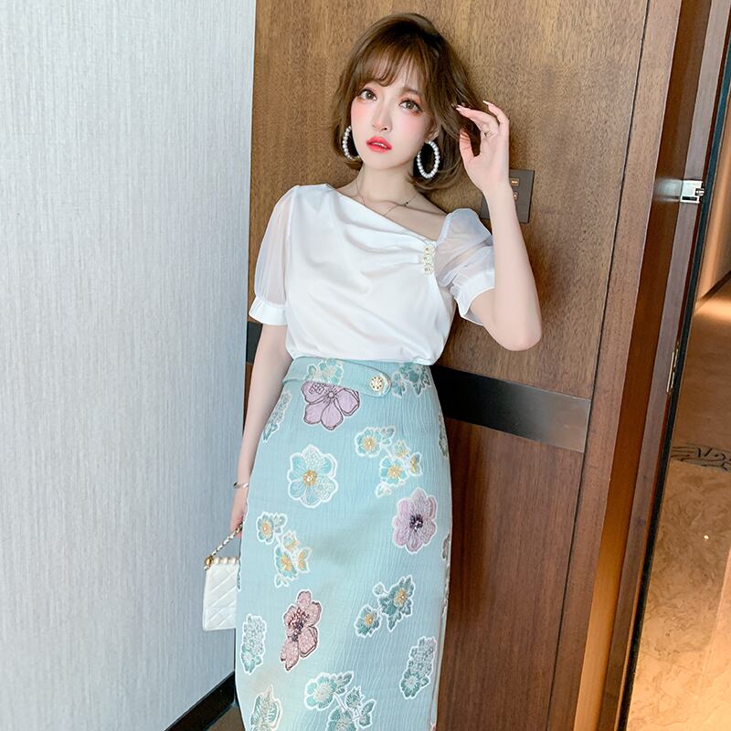 カラーボタンスリーブトップス サマースタイル 夏物 MIUCO27936123253