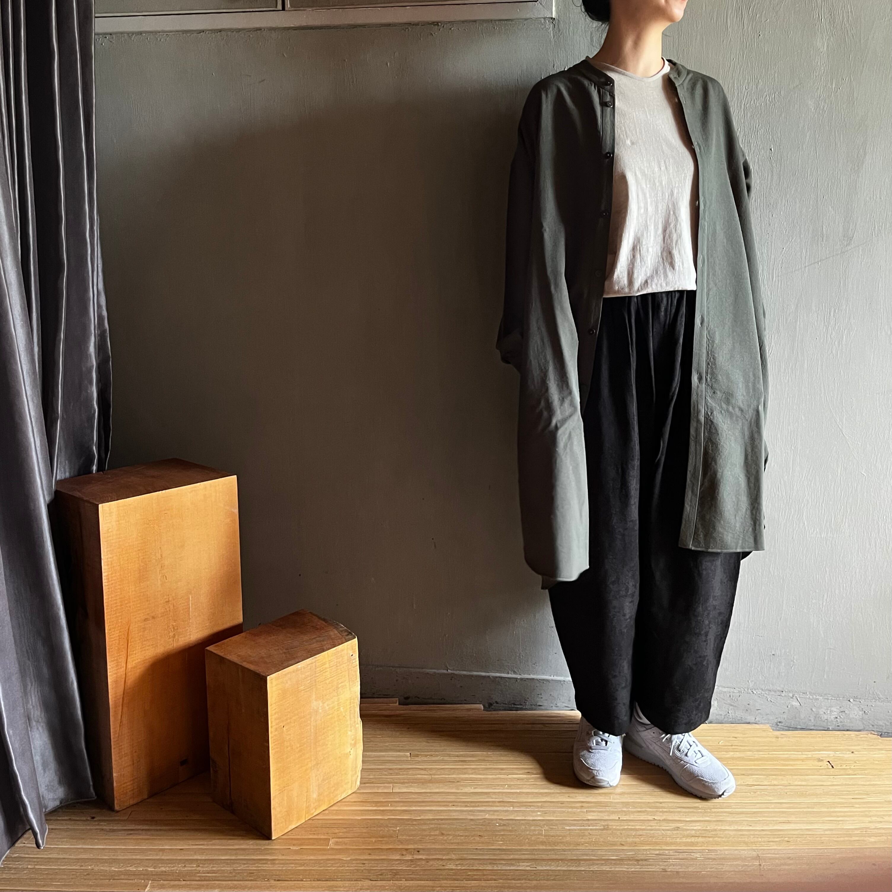 MITTAN｜絹綿麻ジャガードパンツ PT-90 黒 | CORNER_122