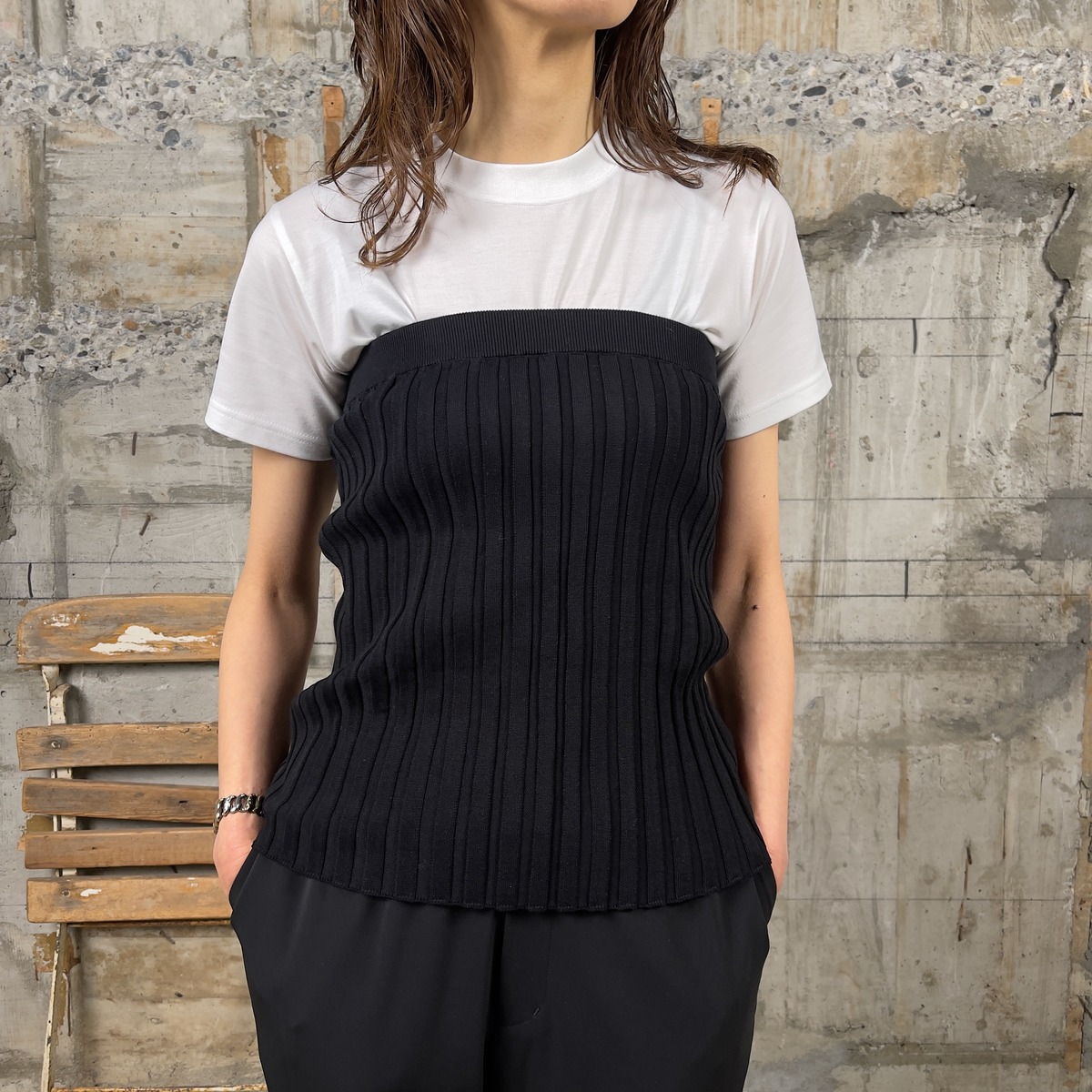 HYKE【ハイク】WIDE RIBBED STRAPLESS SWEATER (11384) | glamour online