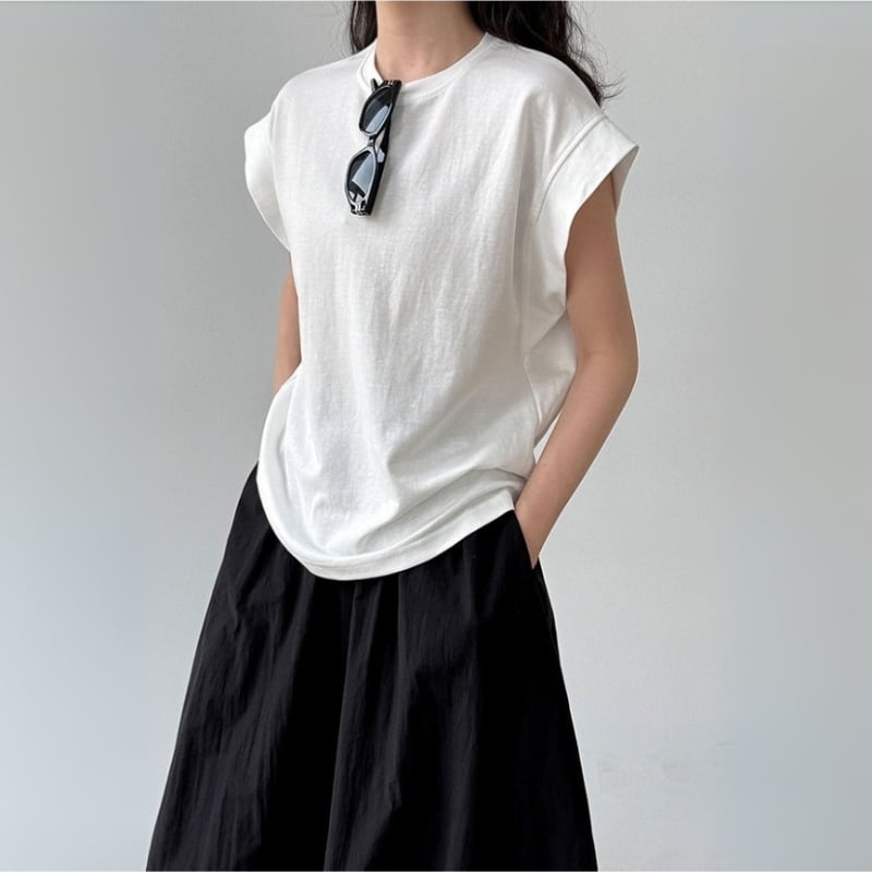 クルーネック ドロップショルダー 半袖Tシャツ ◆3color 204385