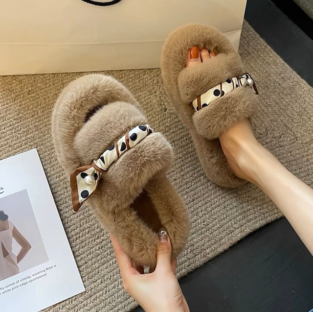 【4color/5size】scarf design room slippers p560