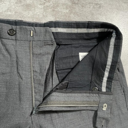 90s ARMANI COLLEZIONI wool black slacks 詳細写真7