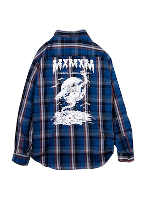 【MAGICAL MOSH MISFITS】マモミ MxMxM ZOMBIE NEL SHIRT (BLUE) ロングスリーブネルシャツ