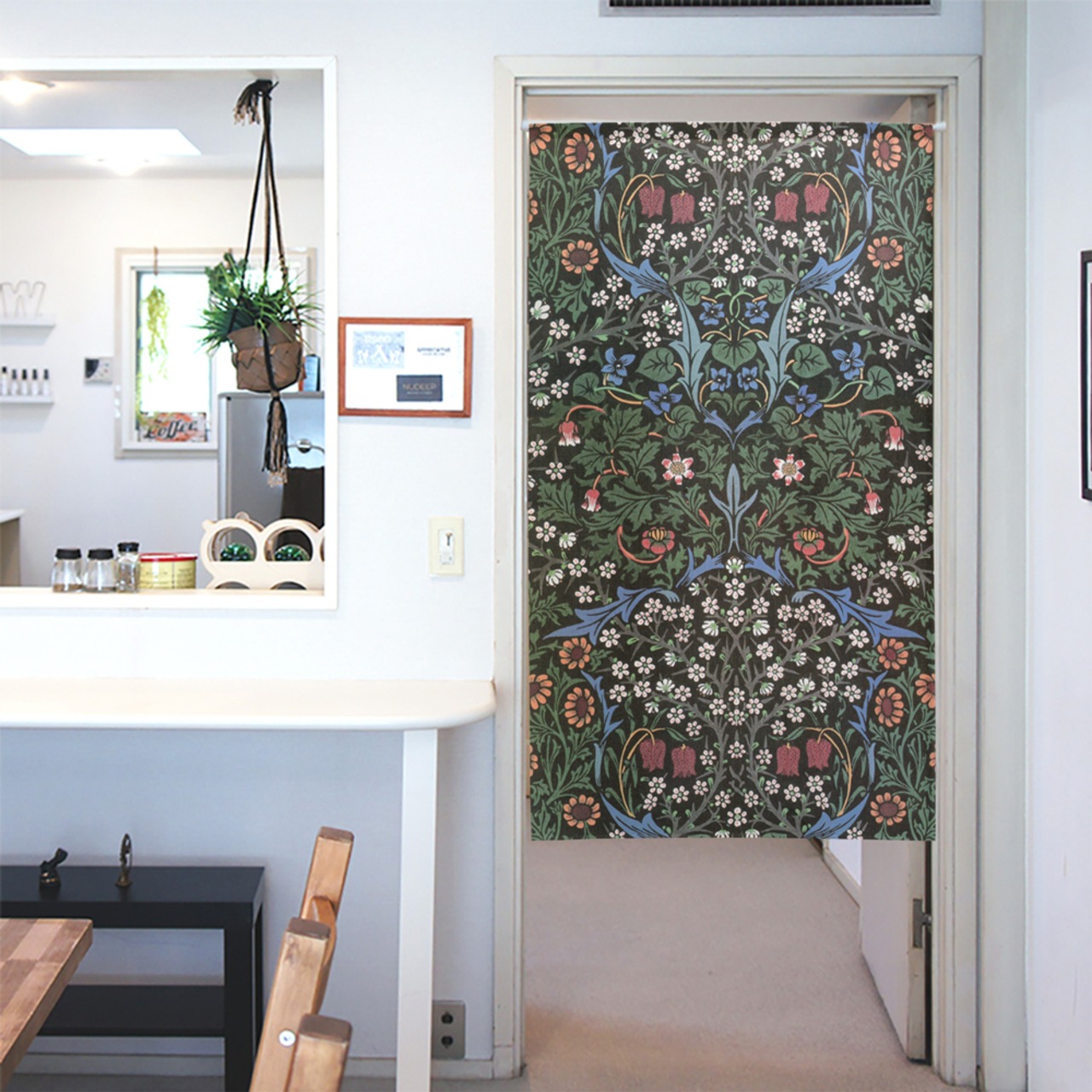 【受注生産】 のれん ウィリアムモリス ブラックトーン