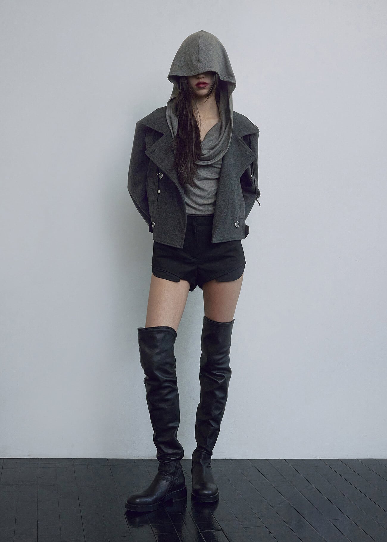BOHEMIAN SEOUL] COWL NECK HOODIE, GRAY 正規品 韓国ブランド