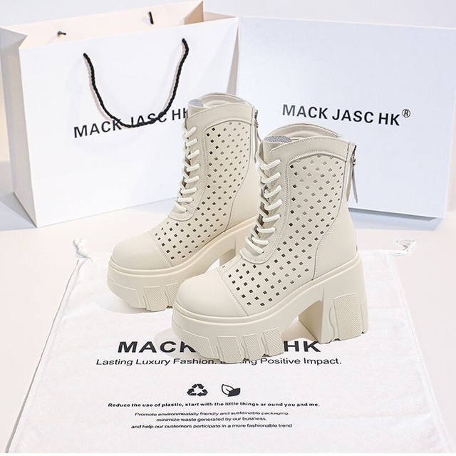 cut-out lace-up platform martin boots m0019