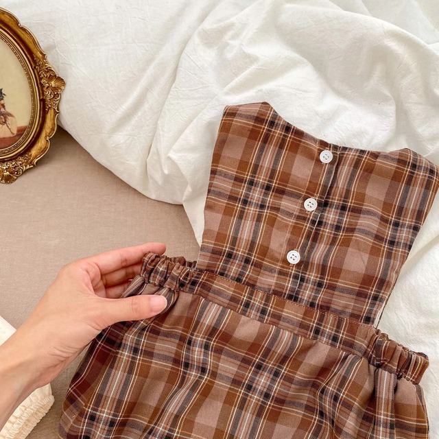 【取寄】タータンチェックがおしゃれで上品なロンパース