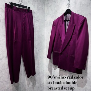 90’s wine- red color six botão double breasted set up
