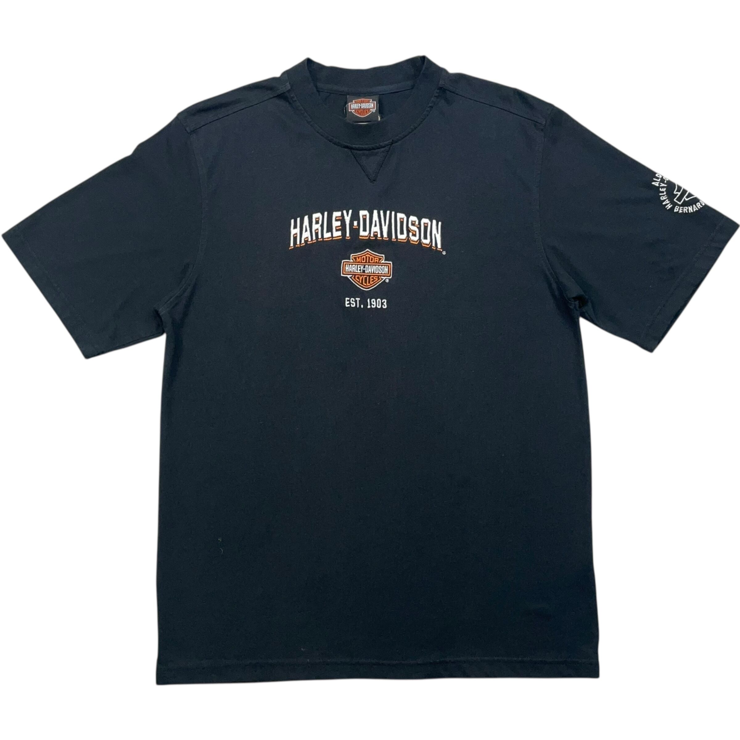 《M》 Harley-Davidson ハーレーダビッドソン Tシャツ 刺繍ロゴ ブラック no.7692
