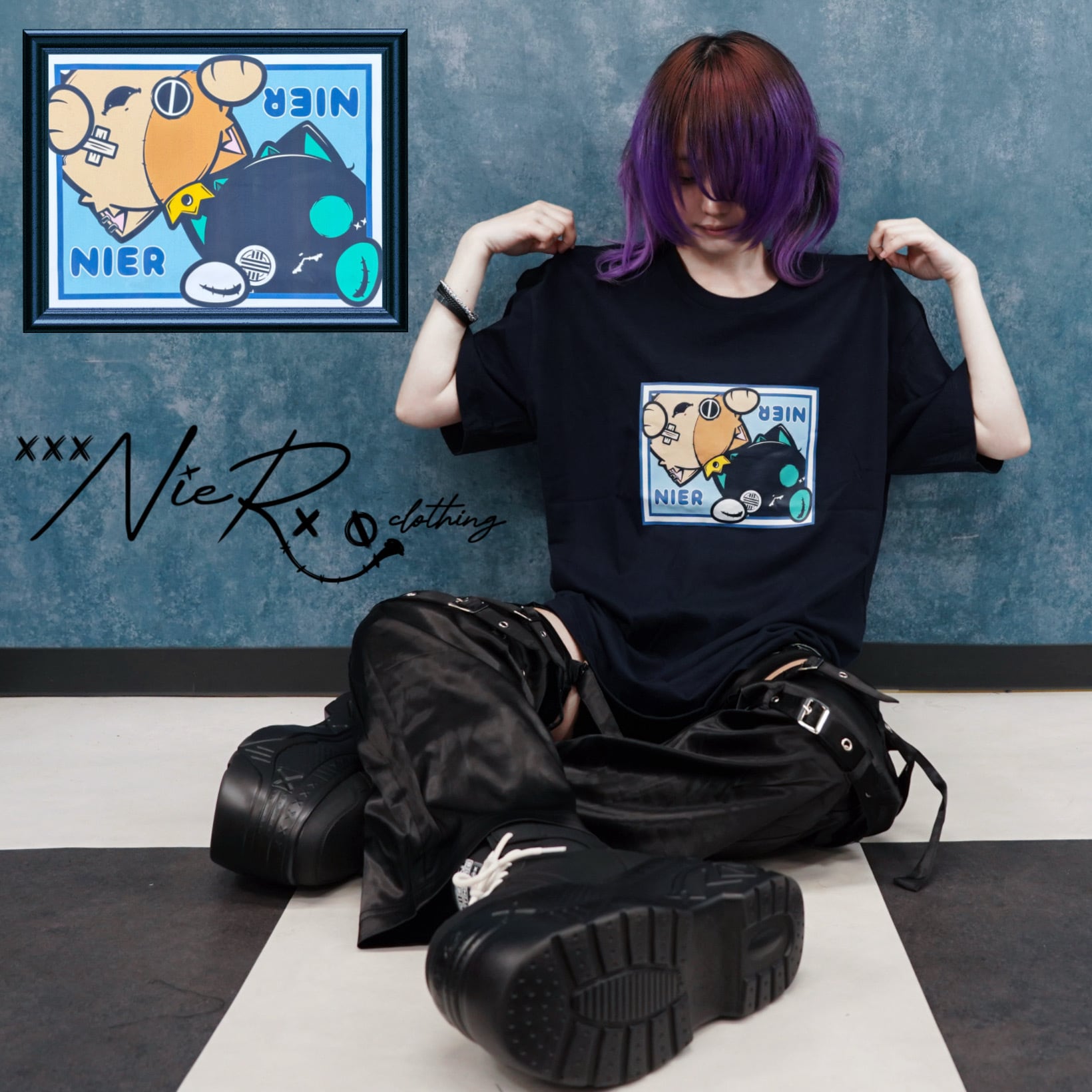 ミケ×シエルの日限定PRICE》FRAME DESIGN NAVY CUTSEW【ミケ＆シエル