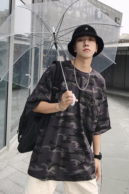 全2色 Tシャツ カットソー 迷彩 カジュアル 総柄 半袖 おしゃれ