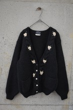 Hand-knitted black chunky gauge cardigan