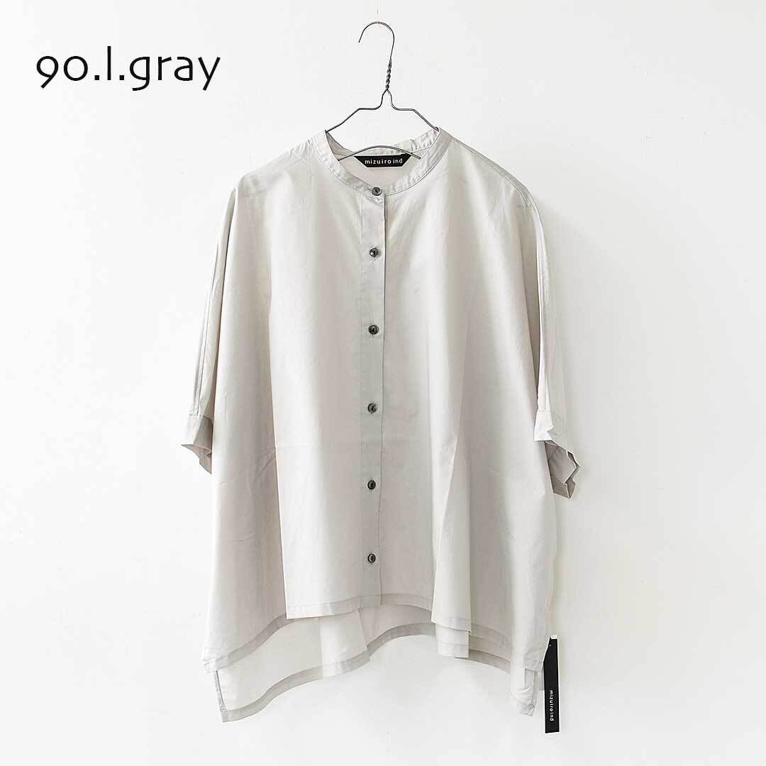 mizuiro ind [ミズイロ インド] half slv stand collar wide shirt [2
