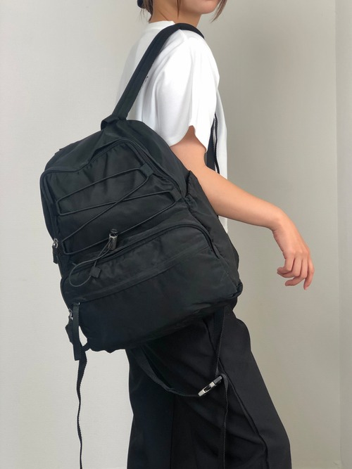 PRADA プラダ バックパック ブラック トライアングルロゴ ドローコード ナイロン リュック vintage ヴィンテージ オールド 8a5c5r