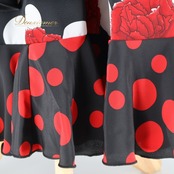 フラメンコ 衣装 ソニアジョーンズ SONIA JOHNES ファルダ スカート ボランテ フリル 薔薇 花柄 ドット 水玉 豪華 ダンス パーティ 発表会 赤 黒 白 ブラック系 レッド系 ホワイト系 フラメンコスカート 薔薇柄 ボランテフリル おしゃれ レディース ダンス衣装 パーティー用 大人用 Sサイズ ブラックドット 赤バラ エレガント