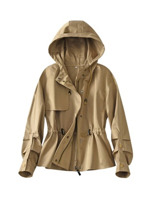 Hooded short jacket trench coat