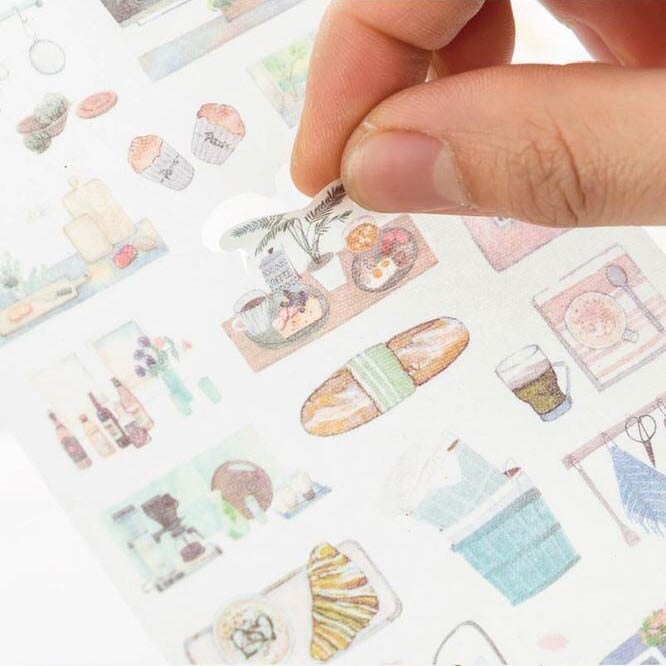 コラージュ素材おすそ分け6 カフェ女子シール6枚入り☺️コラージュシール✨おすそ分け素材