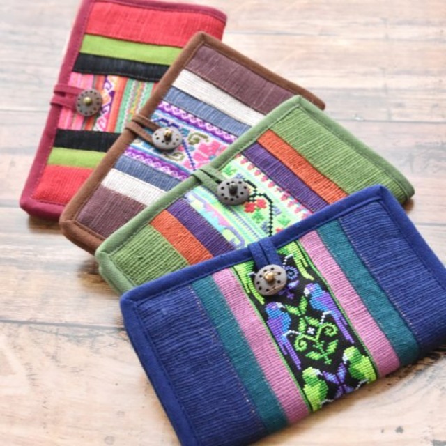 タイ   モン族刺繍 古布  長財布(ウォレット）
