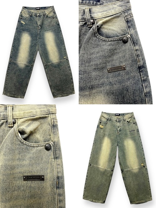 【LOVE KILLER】studs plate damage denim pants
