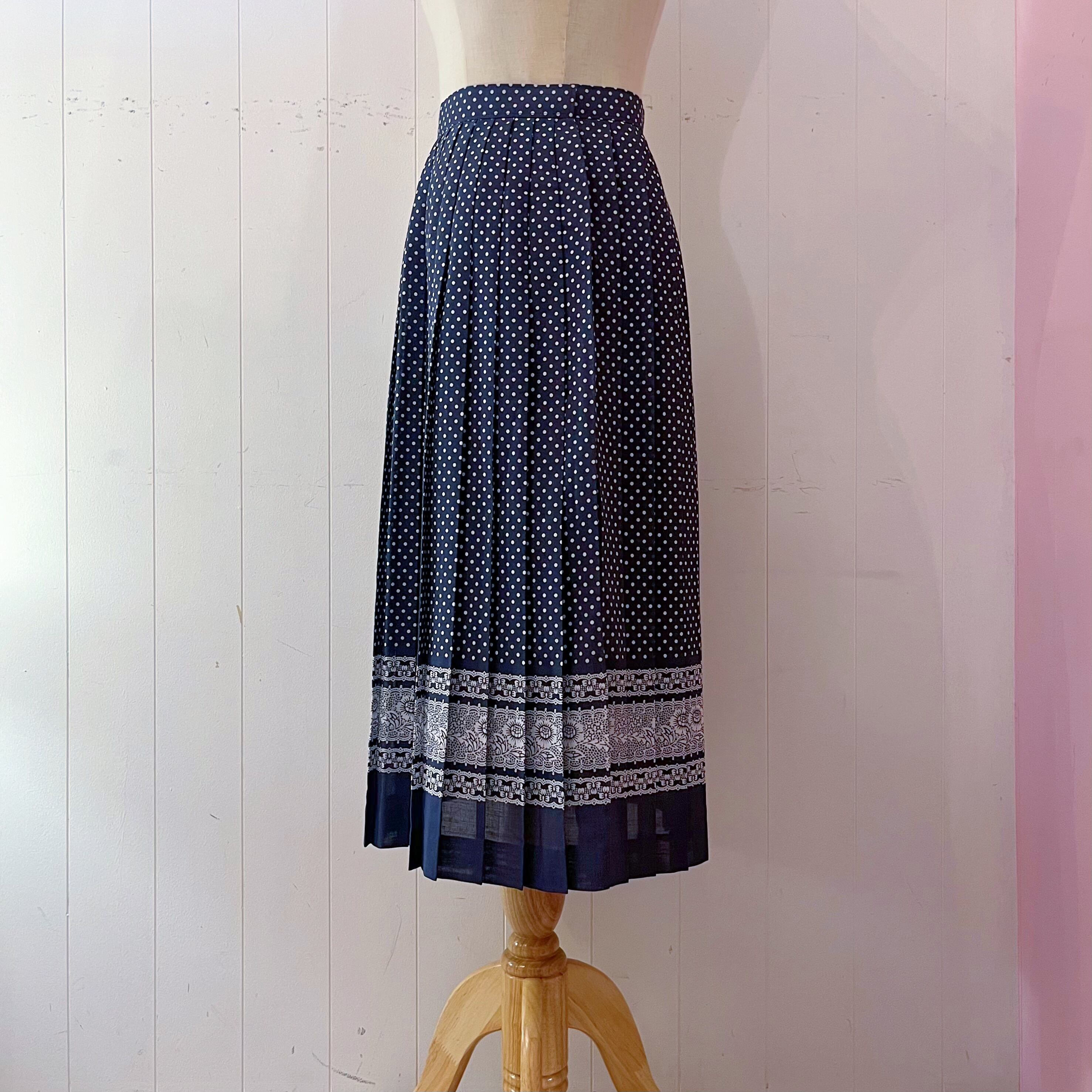 flower lace printed pleats skirt