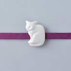 白磁の帯留　猫