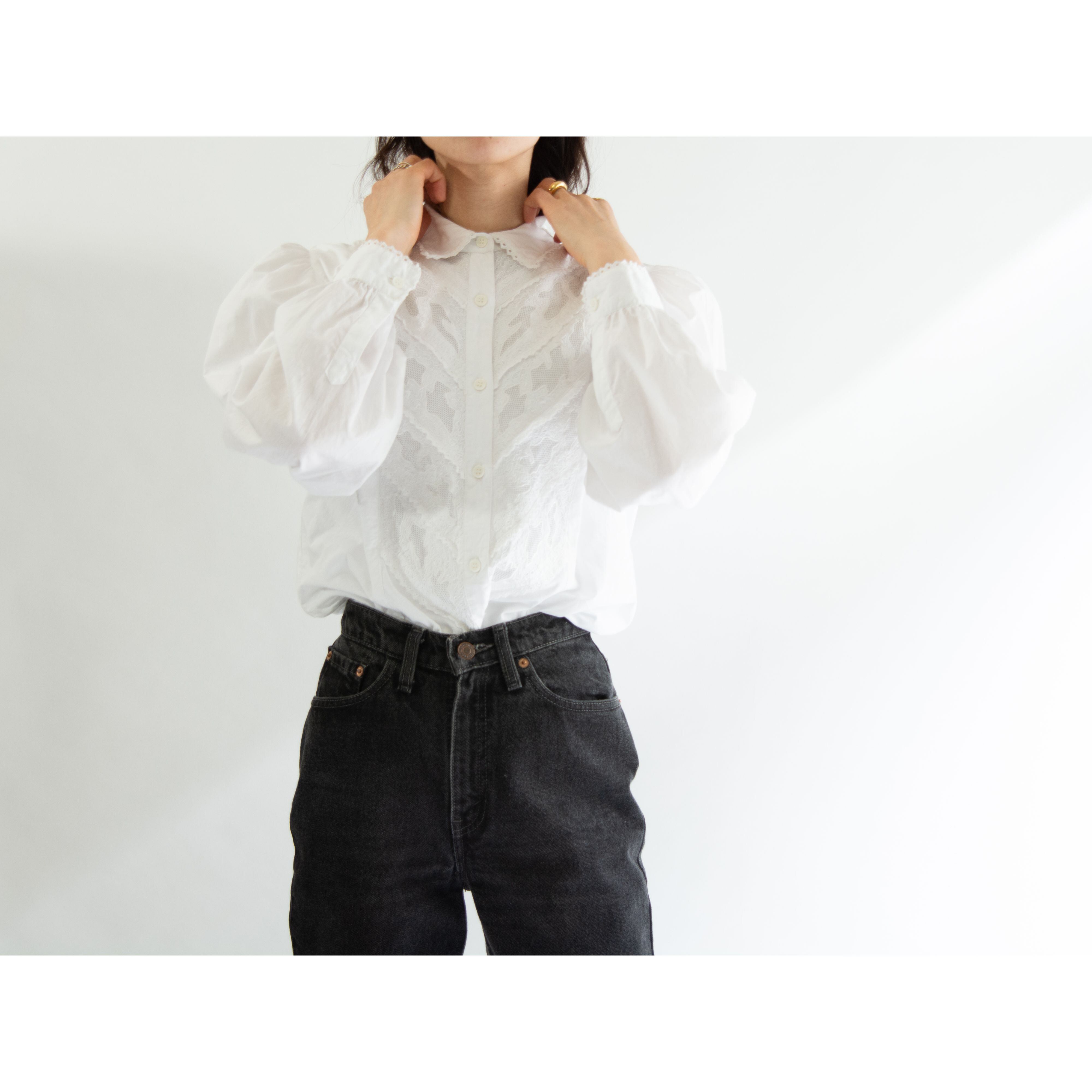 【Unknown brand】"REINE BAUMWOLLE" cotton lace blouse(コットンレースブラウス)1d