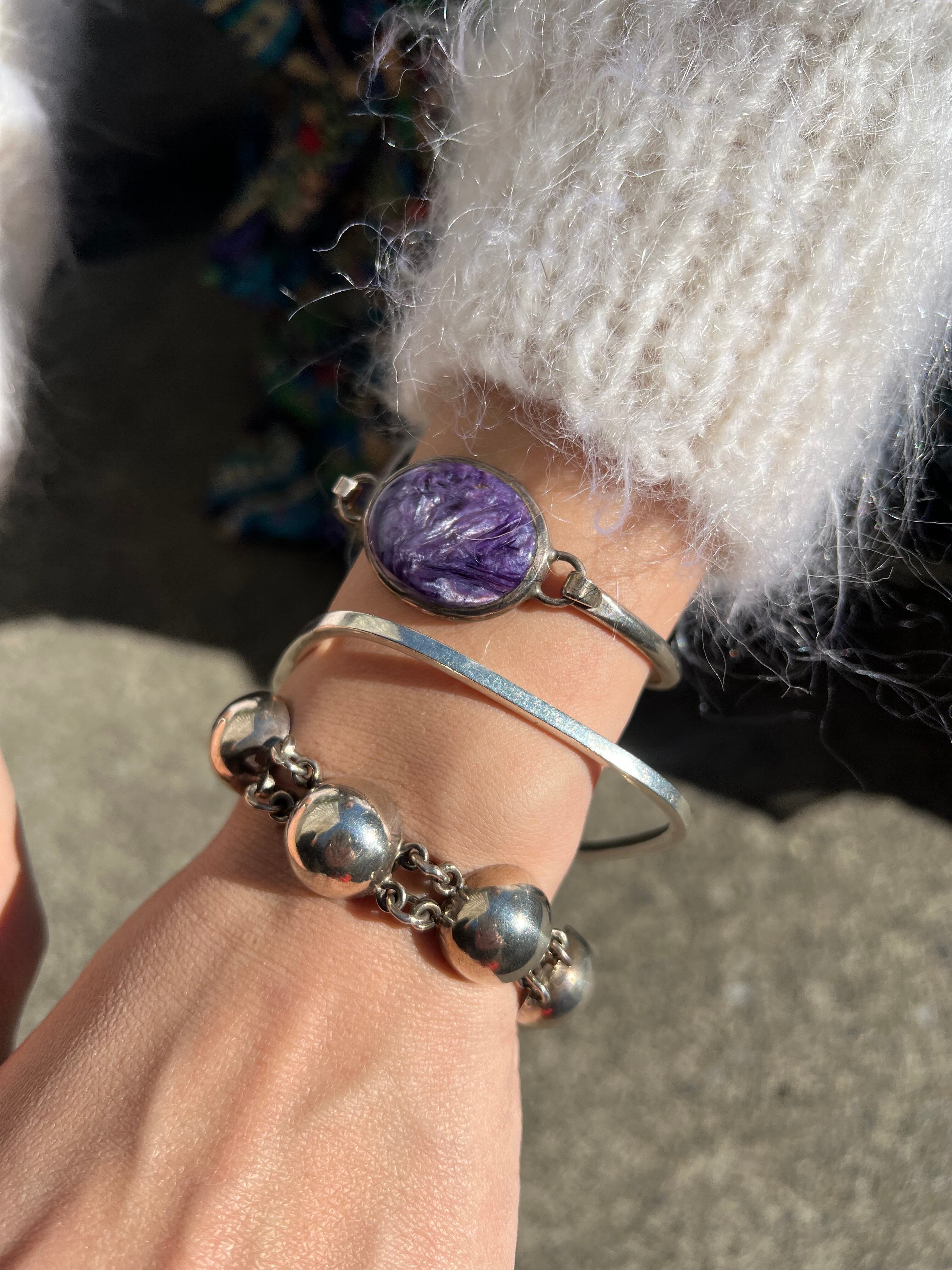 Vintage mexican 925 silver modern bracelet ( ヴィンテージ 