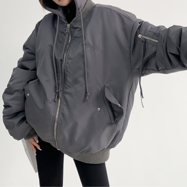 オーバーサイズ フード付き ジャケット ◆2col L00366