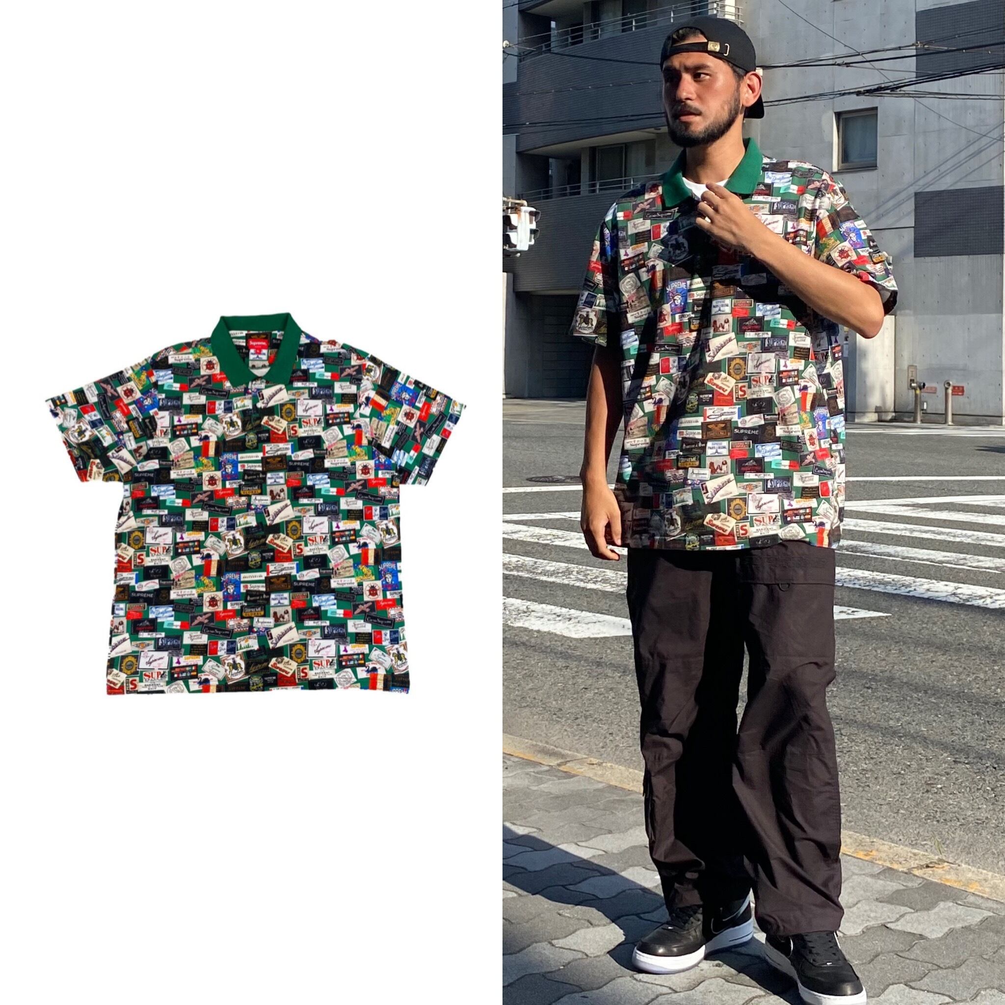 Supreme 21SS LABELS POLO SHIRT GREEN XL 75K7160 | BRAND BUYERS OSAKA
