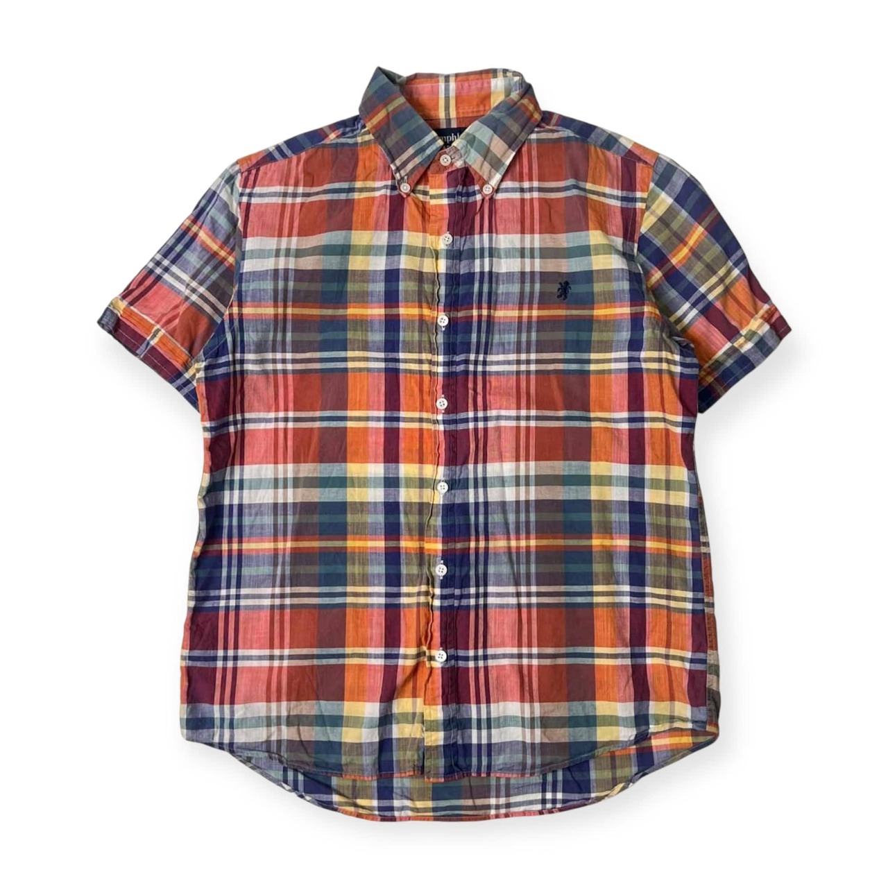 90s Gymphlex ジムフレックス チェック BD ボタンダウン 半袖シャツ S/マルチ メンズ ビンテージ