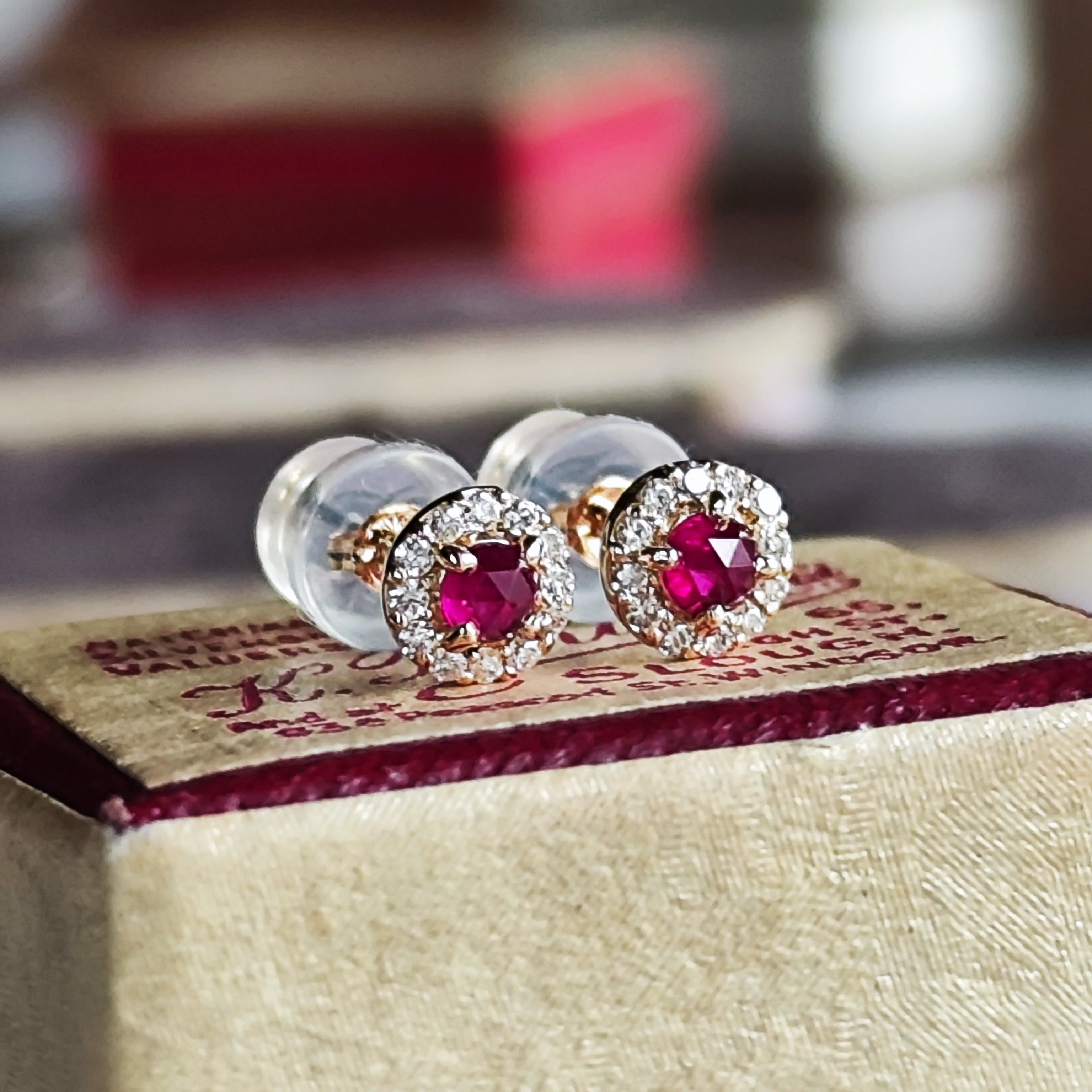 天然ルビー ローズカット 天然ダイヤモンド 新品ピアス | Mico宝飾店 
