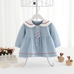 マカロンカラーの制服風チュニックワンピ（サックス）