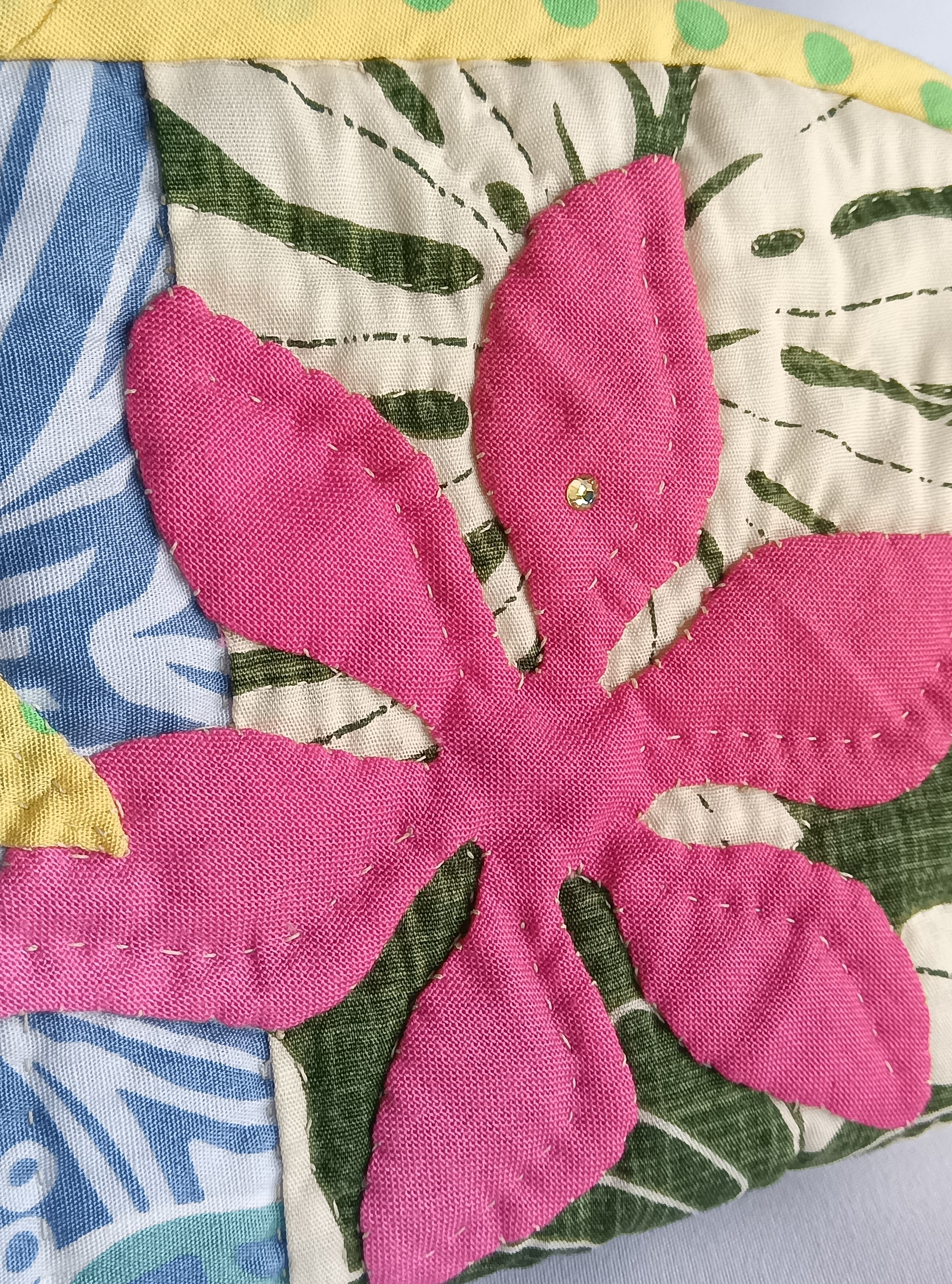 ハンドメイド　ハワイアンキルト　ポーチ HawaiianQuilt Peach】ハワイアンキルトポーチ ティアレ